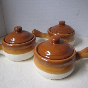 Set of 3 Vintage Soup Crocks with Lids LNC